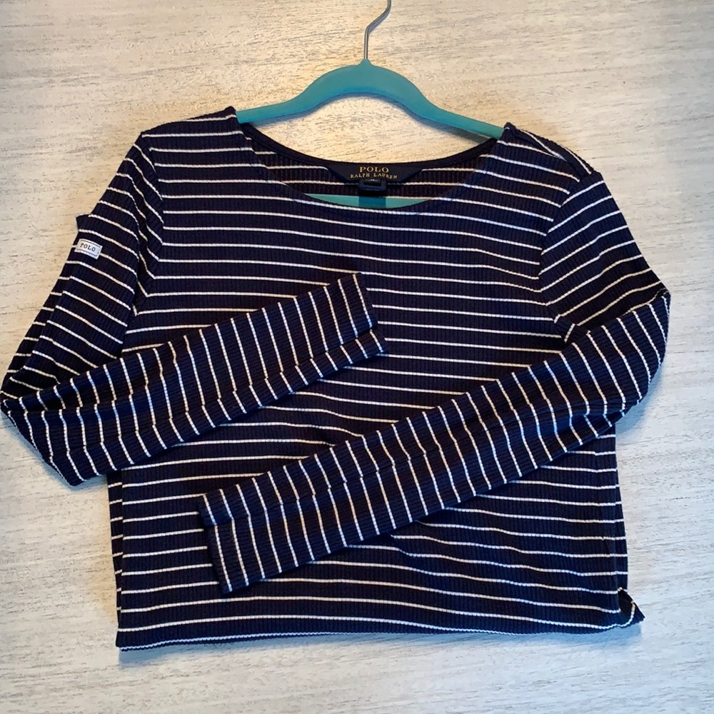 Ralph Lauren girls navy/white striped dress